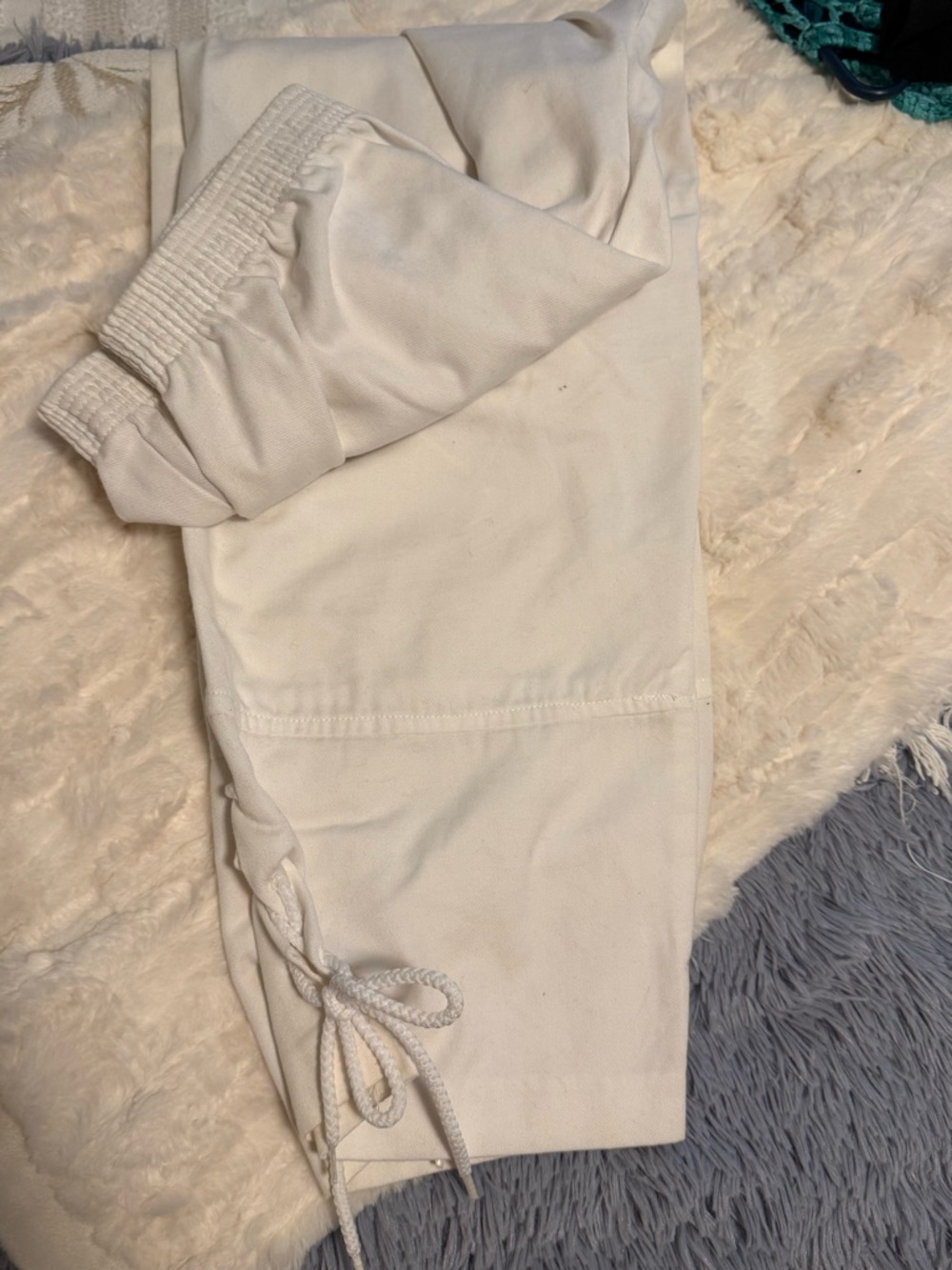 Women's White Drawstring Capris